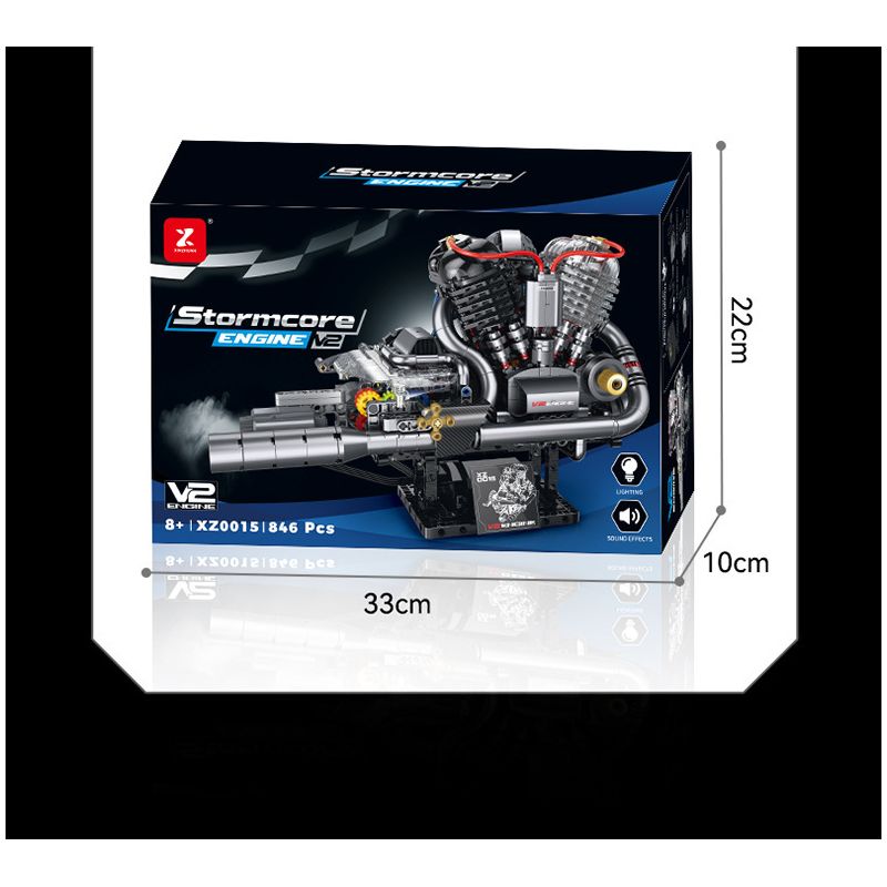 XINZHUAN XZ0015 Stormcore V2 Engine Xếp hình lắp ráp ghép mô hình Động cơ đầu chai của Harley