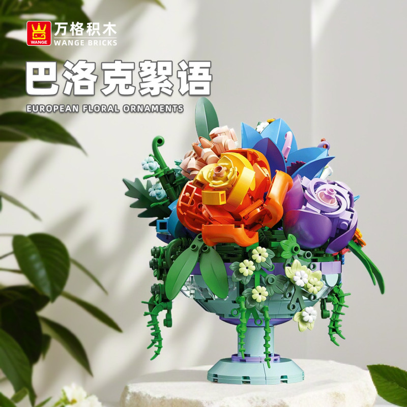 WANGE LIGAO Dr.Luck 3420 Xếp hình lắp ráp ghép mô hình bó hoa thì thầm baroque