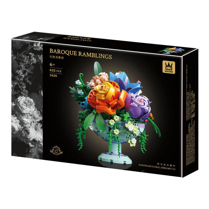 WANGE LIGAO Dr.Luck 3420 Xếp hình lắp ráp ghép mô hình bó hoa thì thầm baroque
