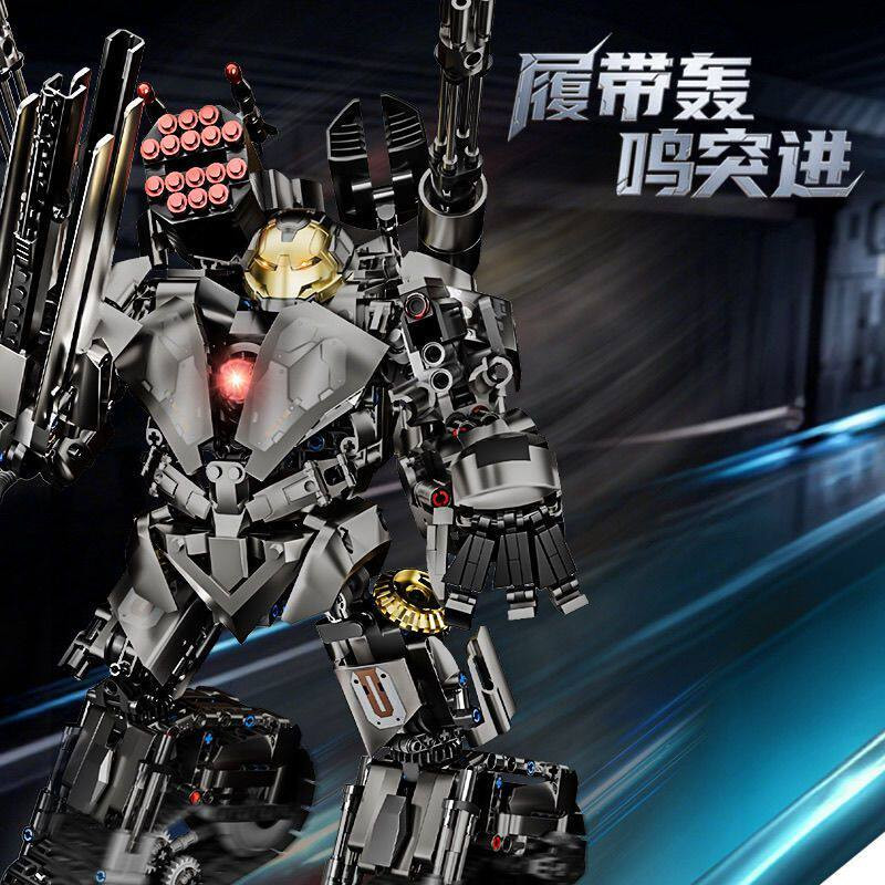 Lingrui Model Jimu Liangpin 10540 Xếp hình lắp ráp ghép mô hình Phiên bản theo dõi xe tăng chiến đấu Hulkbuster Armor