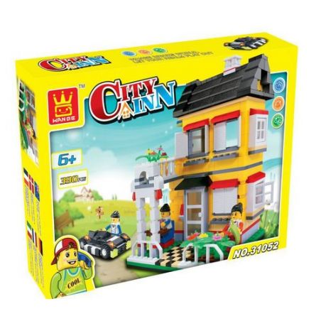 WANGE DR.LUCK 31052 non  BIỆT THỰ MÀU VÀNG bộ đồ chơi xếp lắp ráp ghép mô hình City Inn CITYINN Nhà Trọ Thành Phố 390 khối