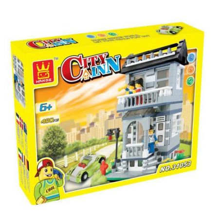 WANGE DR.LUCK 31053 non  BIỆT THỰ MÀU XÁM bộ đồ chơi xếp lắp ráp ghép mô hình City Inn CITYINN Nhà Trọ Thành Phố 480 khối