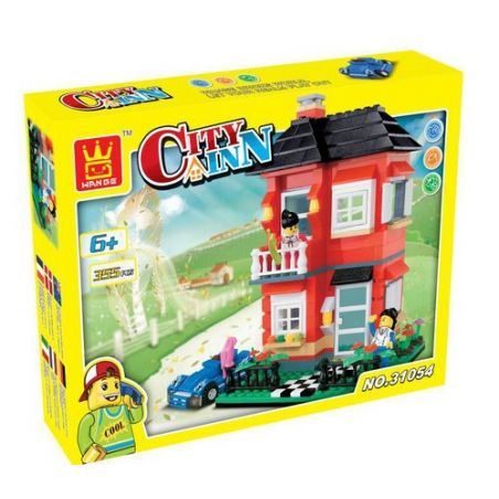 WANGE 31054 non  BIỆT THỰ MÀU ĐỎ bộ đồ chơi xếp lắp ráp ghép mô hình City Inn CITYINN Nhà Trọ Thành Phố 355 khối