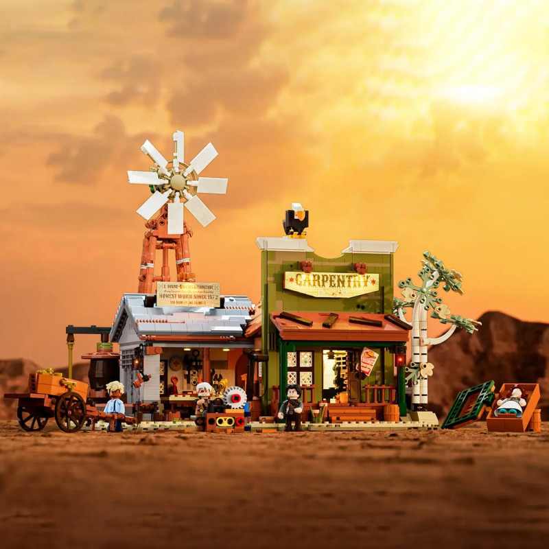 Lumibricks FunWhole 14015 Old West Carpentry Workshop Xếp hình lắp ráp ghép mô hình Miền Tây Xưa: Cửa Hàng Thợ Mộc Miền Tây