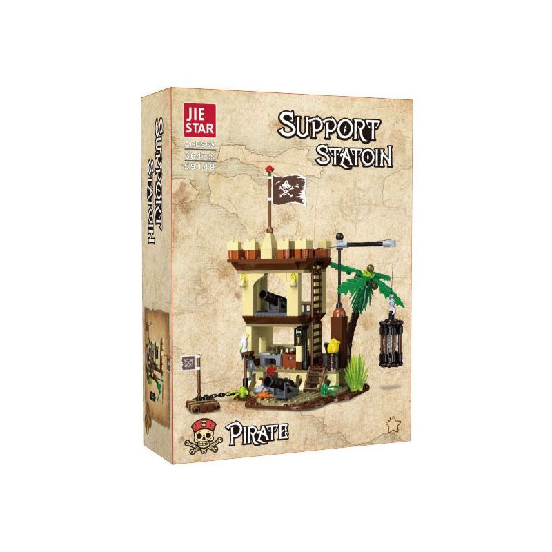 JIESTAR 59149 Support Station Xếp hình lắp ráp ghép mô hình kho cung cấp cướp biển