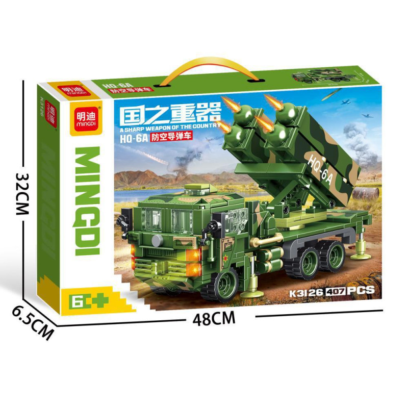 minGDi LEIBAO K3126 Xếp hình lắp ráp ghép mô hình Vũ khí quan trọng nhất của đất nước: Xe tên lửa phòng không HQ-6A