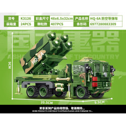 minGDi LEIBAO K3126 Xếp hình lắp ráp ghép mô hình Vũ khí quan trọng nhất của đất nước: Xe tên lửa phòng không HQ-6A