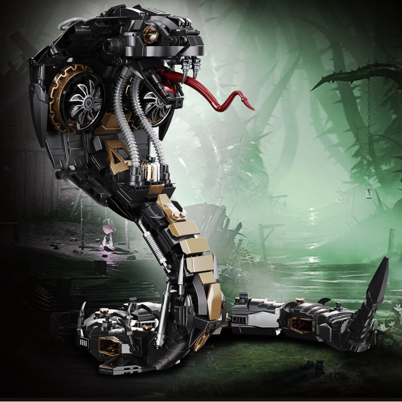 YoLeXi 33129 Mechanial Snake Xếp hình lắp ráp ghép mô hình Rắn hổ mang Mamba đen cơ khí