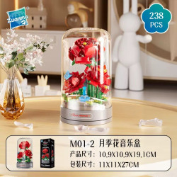Zuanma M01-2 Xếp hình lắp ráp ghép mô hình hộp nhạc hoa hồng