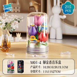 Zuanma M01-4 Xếp hình lắp ráp ghép mô hình hộp nhạc hoa tulip