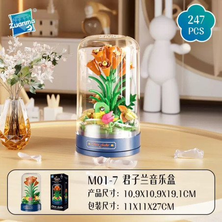 Zuanma M01-7 Xếp hình lắp ráp ghép mô hình Hộp nhạc Clivia