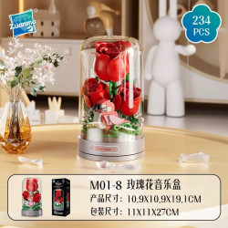 Zuanma M01-8 Xếp hình lắp ráp ghép mô hình hộp nhạc hoa hồng