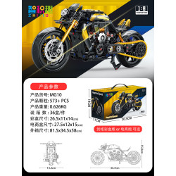 wisdom MG10 Xếp hình lắp ráp ghép mô hình Xe máy đường đêm Harley