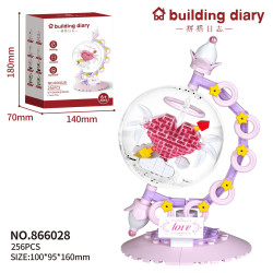 Yodaka 866028 Xếp hình lắp ráp ghép mô hình Nhật ký tòa nhà Quả cầu tình yêu màu hồng