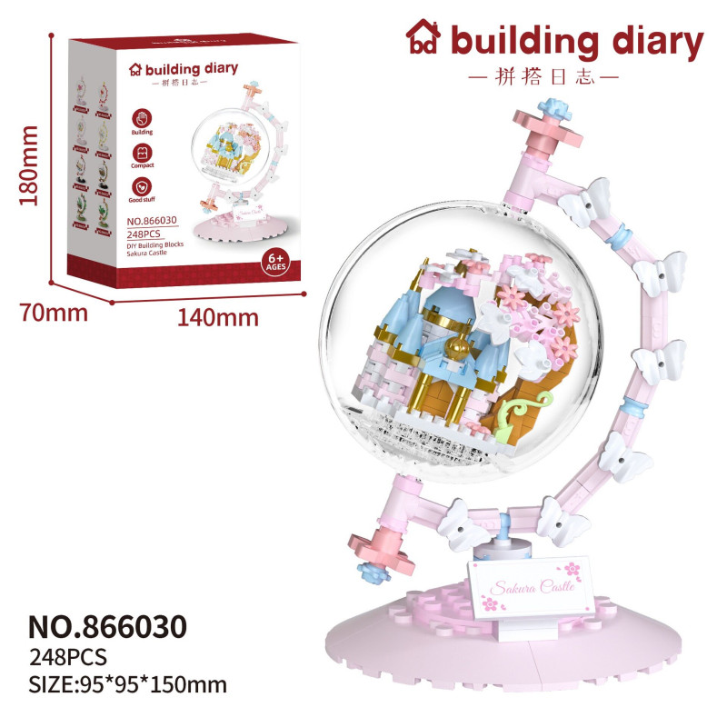 Yodaka 866030 Xếp hình lắp ráp ghép mô hình Nhật ký tòa nhà Quả cầu lâu đài Sakura