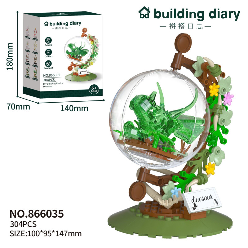 Yodaka 866035 Xếp hình lắp ráp ghép mô hình Nhật ký xây dựng Quả cầu Triceratops