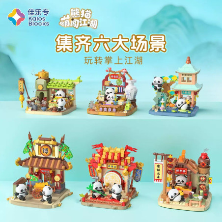 Kalos 54072 Xếp hình lắp ráp ghép mô hình Chú gấu trúc dễ thương bước vào thế giới: Tháp giấc mơ say rượu