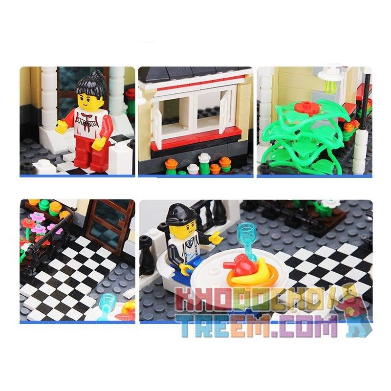 WANGE DR.LUCK 34051 non  BIỆT THỰ CÓ BÀN ĂN NGOÀI TRỜI bộ đồ chơi xếp lắp ráp ghép mô hình City CITYINN Thành Phố 909 khối