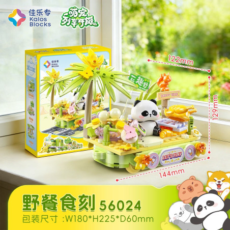 Kalos 56024 Xếp hình lắp ráp ghép mô hình Cuộc phiêu lưu trên tàu thú cưng dễ thương: Khắc đồ ăn dã ngoại
