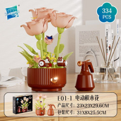 Zuanma E01-1 Xếp hình lắp ráp ghép mô hình Hoa điện lãng mạn nở rộ