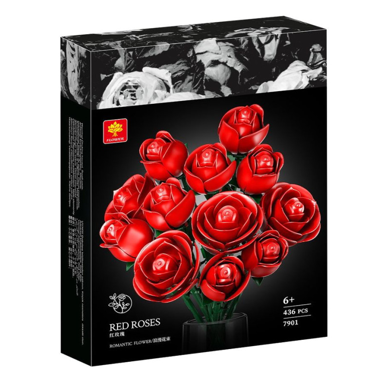 Flower 7901 Xếp hình lắp ráp ghép mô hình Hoa hồng