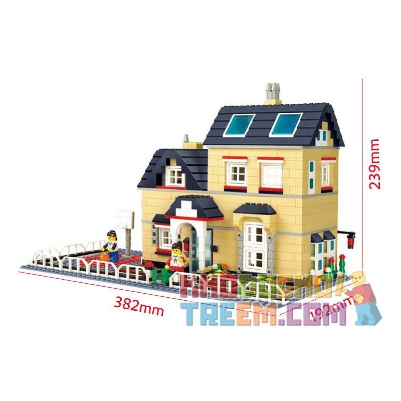 WANGE DR.LUCK 34052 non  BIỆT THỰ CÓ SÂN BÓNG RỔ bộ đồ chơi xếp lắp ráp ghép mô hình City CITYINN Thành Phố 755 khối