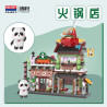 BALODY 16599 Xếp hình lắp ráp ghép mô hình Chế độ xem phố Panda: Nhà hàng Lẩu