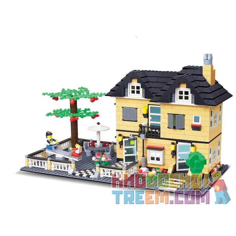 WANGE DR.LUCK 34053 non Lego BIỆT THỰ VỚI SÂN CHƠI bộ đồ chơi xếp lắp ráp ghép mô hình City CITYINN Thành Phố 815 khối