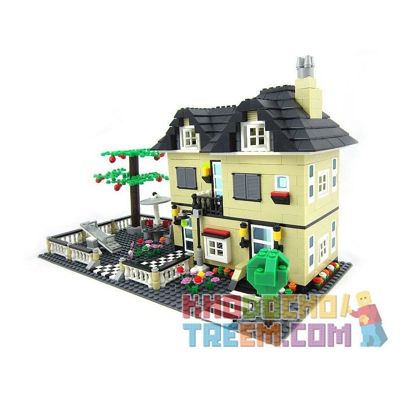 WANGE DR.LUCK 34053 non  BIỆT THỰ VỚI SÂN CHƠI bộ đồ chơi xếp lắp ráp ghép mô hình City CITYINN Thành Phố 815 khối