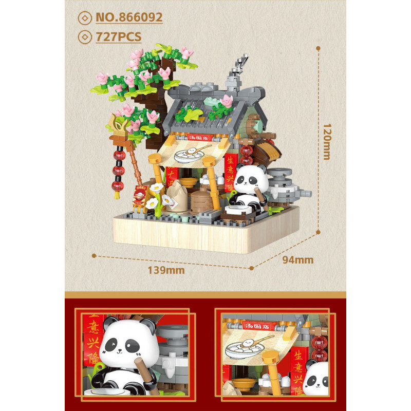 Yodaka 866092 Xếp hình lắp ráp ghép mô hình Cửa hàng Nhật ký xây dựng Panda Tangyuan