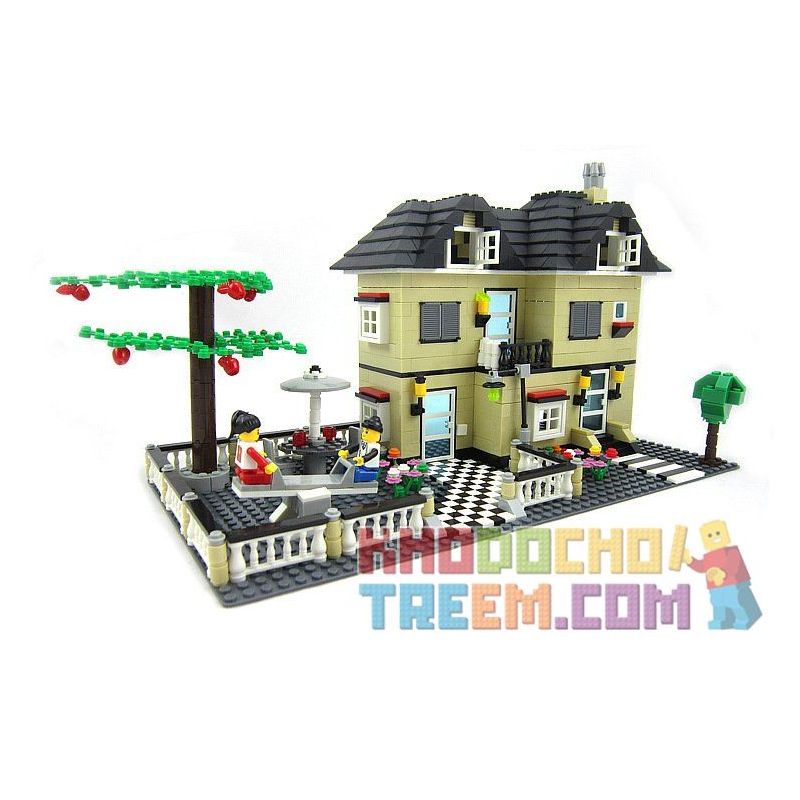 WANGE DR.LUCK 34053 non  BIỆT THỰ VỚI SÂN CHƠI bộ đồ chơi xếp lắp ráp ghép mô hình City CITYINN Thành Phố 815 khối