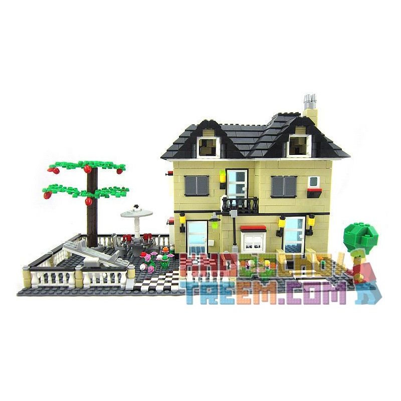 WANGE DR.LUCK 34053 non  BIỆT THỰ VỚI SÂN CHƠI bộ đồ chơi xếp lắp ráp ghép mô hình City CITYINN Thành Phố 815 khối