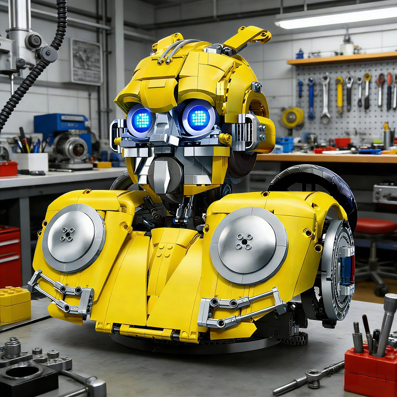 DK 4011 Steel Hornet Xếp hình lắp ráp ghép mô hình tượng bán thân robot ong nghệ màu vàng