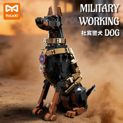YoLeXi 33132 Military Working Dog Xếp hình lắp ráp ghép mô hình chó cảnh sát doberman