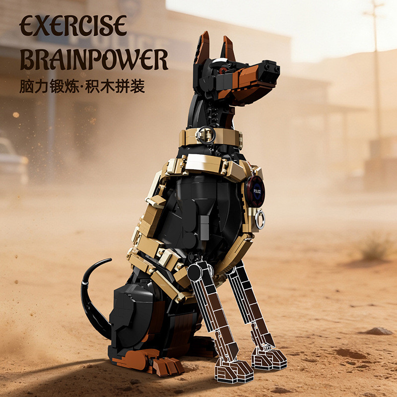 YoLeXi 33132 Military Working Dog Xếp hình lắp ráp ghép mô hình chó cảnh sát doberman