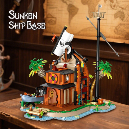 JIESTAR 59162 Sunken Ship Base Xếp hình lắp ráp ghép mô hình căn cứ tàu đắm