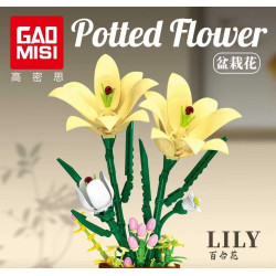 GAOMISI T1117 Lily Xếp hình lắp ráp ghép mô hình chậu hoa huệ