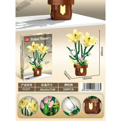 GAOMISI T1117 Lily Xếp hình lắp ráp ghép mô hình chậu hoa huệ