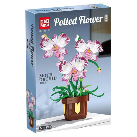 GAOMISI T1118 Moth Orchid Xếp hình lắp ráp ghép mô hình Chậu hoa lan hồ điệp