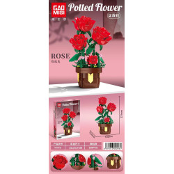 GAOMISI T1119 Rose Xếp hình lắp ráp ghép mô hình hoa hồng chậu hoa