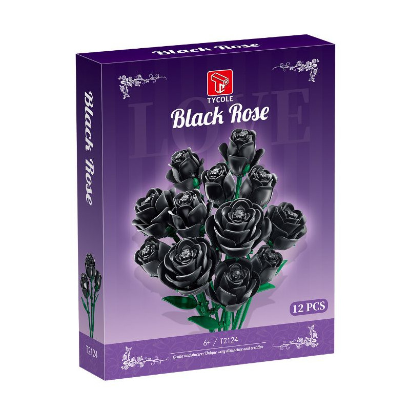 GAOMISI T2124 Black Rose Xếp hình lắp ráp ghép mô hình bó hoa hồng đen