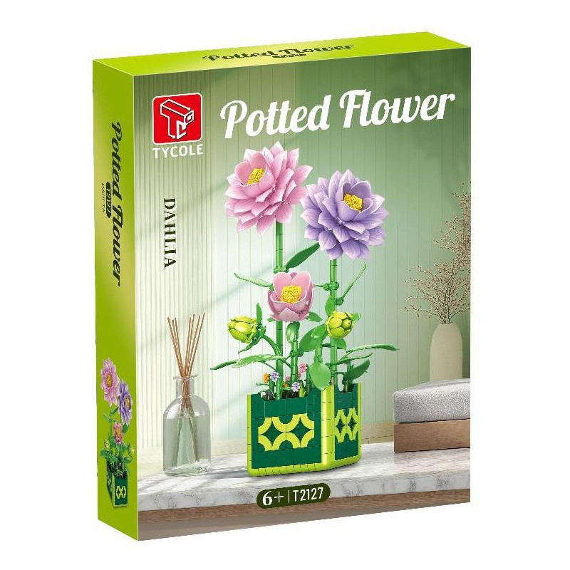 GAOMISI T2127 Dahlia Xếp hình lắp ráp ghép mô hình chậu hoa thược dược