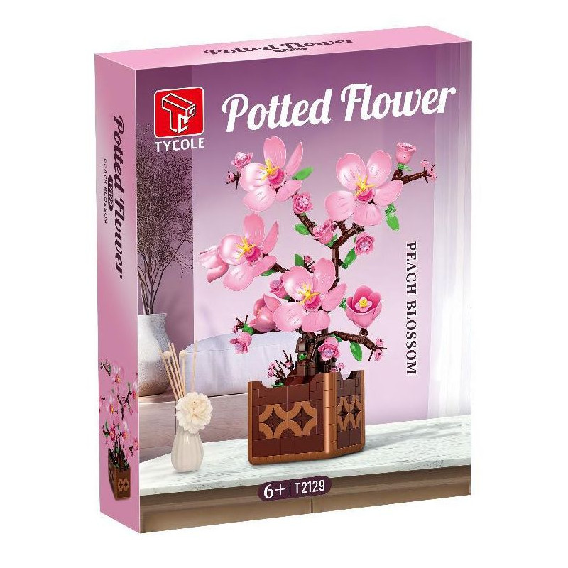 GAOMISI T2129 Peach Blossom Xếp hình lắp ráp ghép mô hình chậu hoa đào
