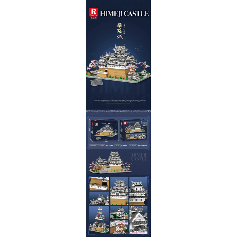 Reobrix 55017 Himeji Castle Xếp hình lắp ráp ghép mô hình Lâu đài Himeji 1:127