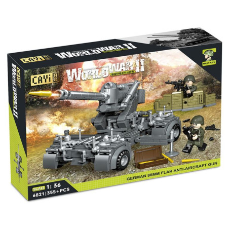 CAYI 6821 Xếp hình lắp ráp ghép mô hình Pháo phòng không Flak 88mm của Đức 1:36