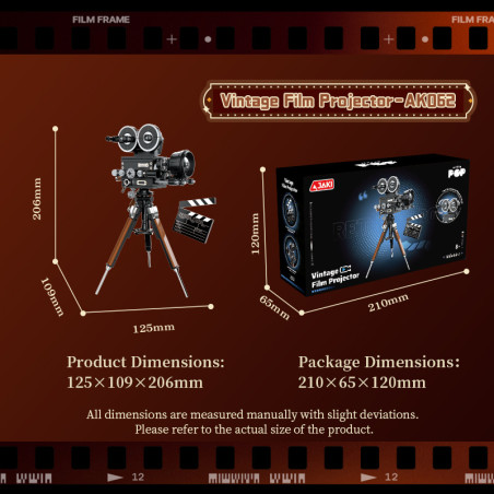 JAKI AK062 Vintage Film Projector Xếp hình lắp ráp ghép mô hình máy quay phim cổ điển