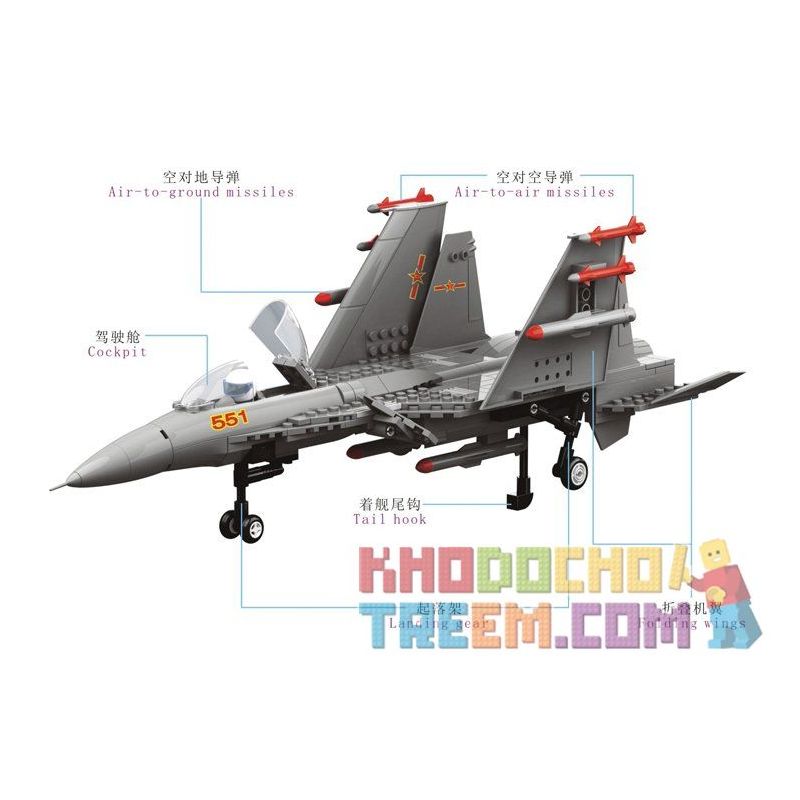 WANGE 4001 JX001 non  MÁY BAY HÀNG KHÔNG F-15 tỷ lệ 1:54 bộ đồ chơi xếp lắp ráp ghép mô hình Military Army THE SHENYANG J15 FLYING SHARK CARRIER-BASED FIGHTER Quân Sự Bộ Đội 281 khối