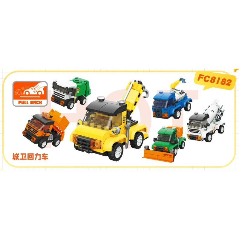 Forange FC8182 Xếp hình lắp ráp ghép mô hình 6 loại xe kéo bảo vệ thành phố