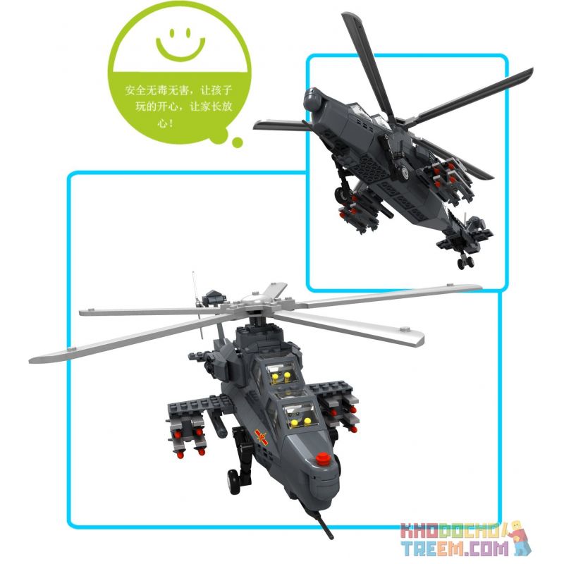 WANGE DR.LUCK JX002 4002 5231 non  TRỰC THĂNG TẤN CÔNG tỷ lệ 1:38 bộ đồ chơi xếp lắp ráp ghép mô hình Military Army WZ10 GUNSHIP CHRIST THE REDEEMER Quân Sự Bộ Đội 973 khối