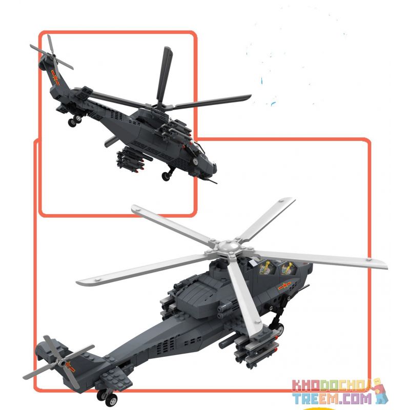 WANGE DR.LUCK JX002 4002 5231 non  TRỰC THĂNG TẤN CÔNG tỷ lệ 1:38 bộ đồ chơi xếp lắp ráp ghép mô hình Military Army WZ10 GUNSHIP CHRIST THE REDEEMER Quân Sự Bộ Đội 973 khối